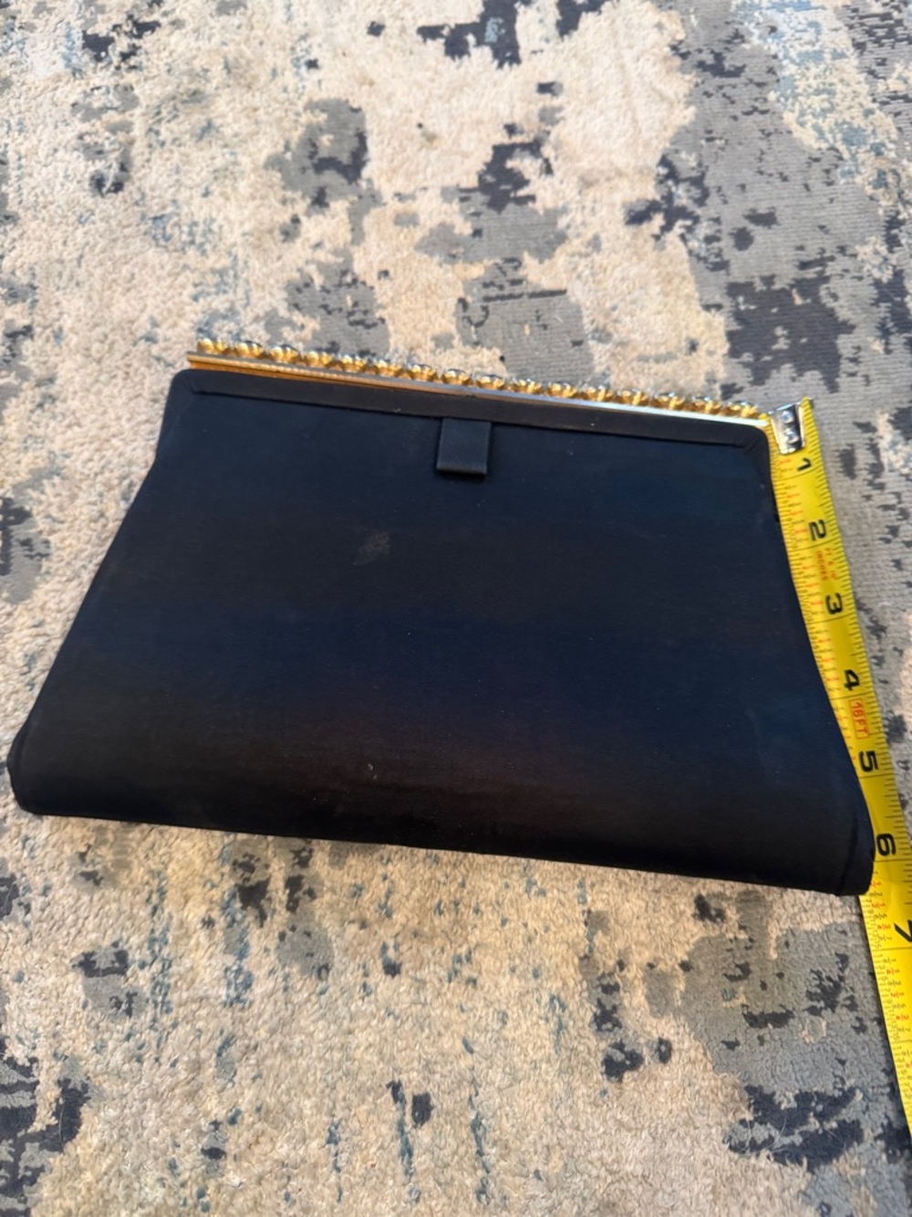 Vintage Black Satin Evening Clutch with Gold Frame - Picture 2 of 5